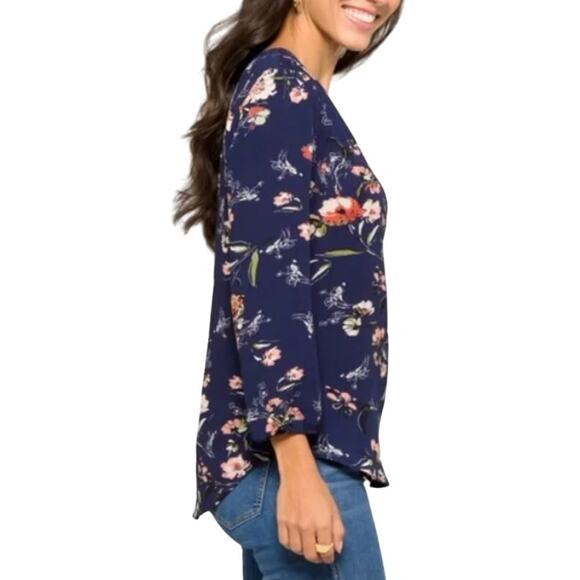 Fun2Fun SMALL Kenmore Split Neck Blouse - Stitch Fix 3/4 Sleeve Floral Top - Picture 4 of 11